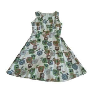 SM Wardrobe Women Small White A-Line Dress Sleeveless Geometric Fit Flare Summer